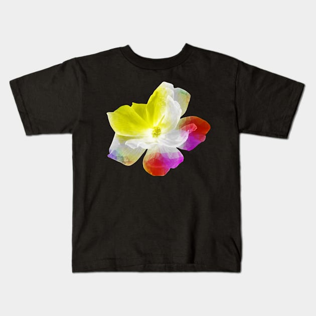 Yellow Red Purple Abstract Flower Kids T-Shirt by Geomhectic